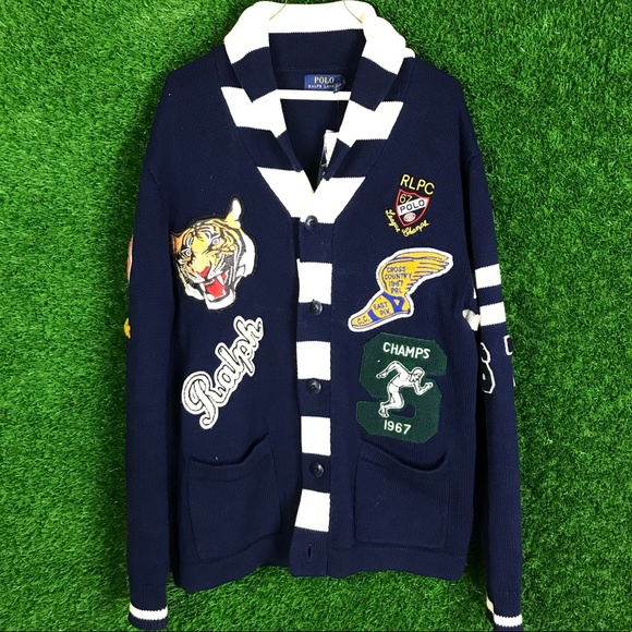Polo Ralph Lauren Other - Varsity NY Patch Tiger Cardigan Sweater Letterman